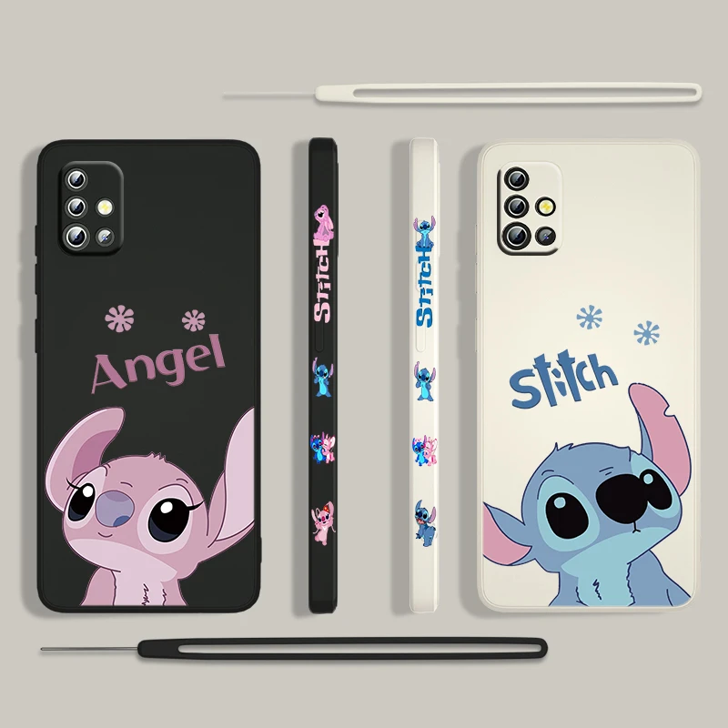 

Stitch Lilo Disney Angel For Samsung Galaxy A73 A53 A33 A52 A32 A22 A71 A51 A21S A03S A50 4G 5G Liquid Left Rope Phone Case Capa