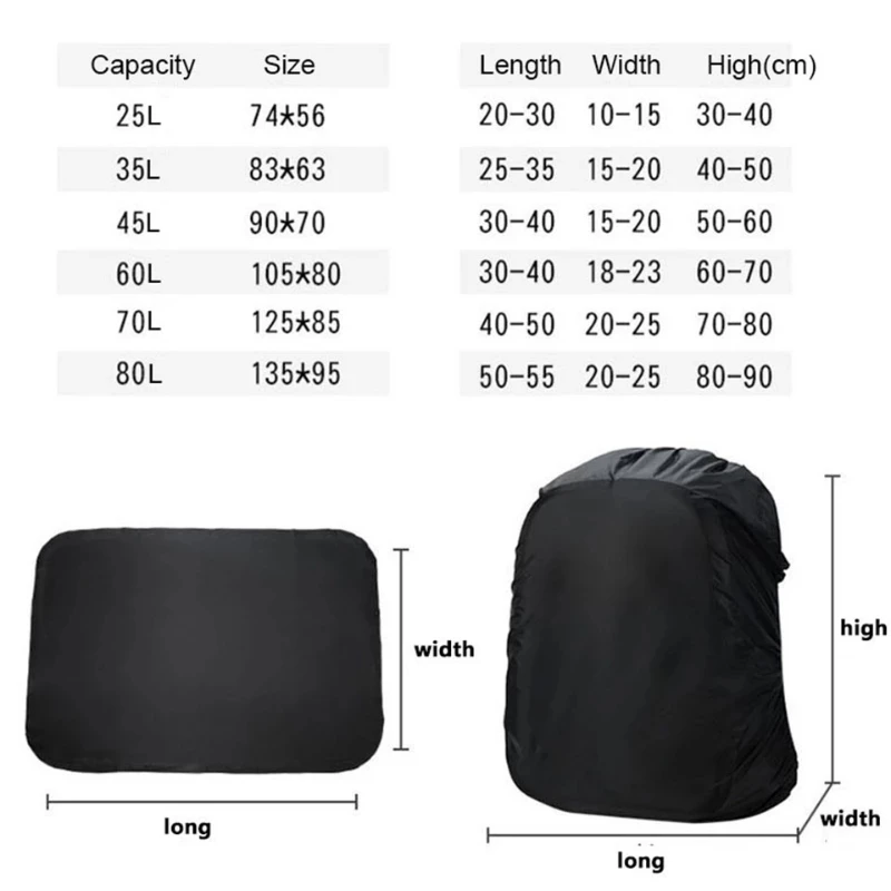 Backpack Rain Cover 20L-80L Waterproof Bagcover Tactical Outdoor Camping Hiking Climbing Dust Backpack Schoolbag Raincover New