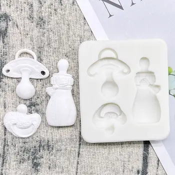 嬰兒安撫奶嘴餵奶瓶矽膠糖藝模具樹脂工具紙杯蛋糕烘焙模具翻糖蛋糕裝飾工具 8 最佳銷售 嬰兒矽膠模具 - №4