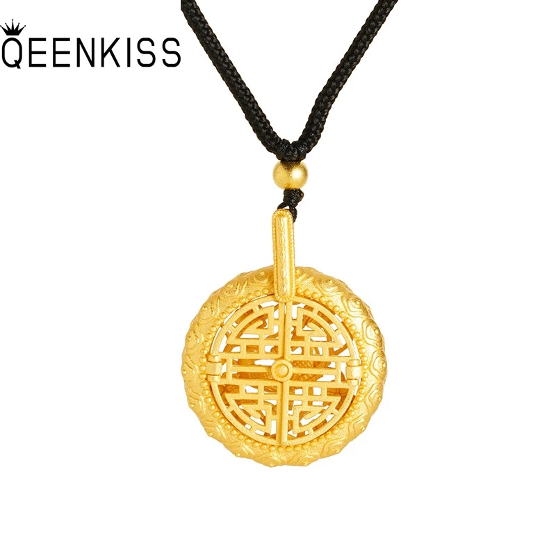 

QEENKISS 24KT Gold Vintage Window Necklace Pendant For Women Jewelry Wholesale Wedding Party Birthday Bride Mother Gift PT5152