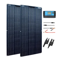 200W / 100W portable 12v solar panel complete kit flexible Solar plate Photovoltaic power charger camping car boat Battery