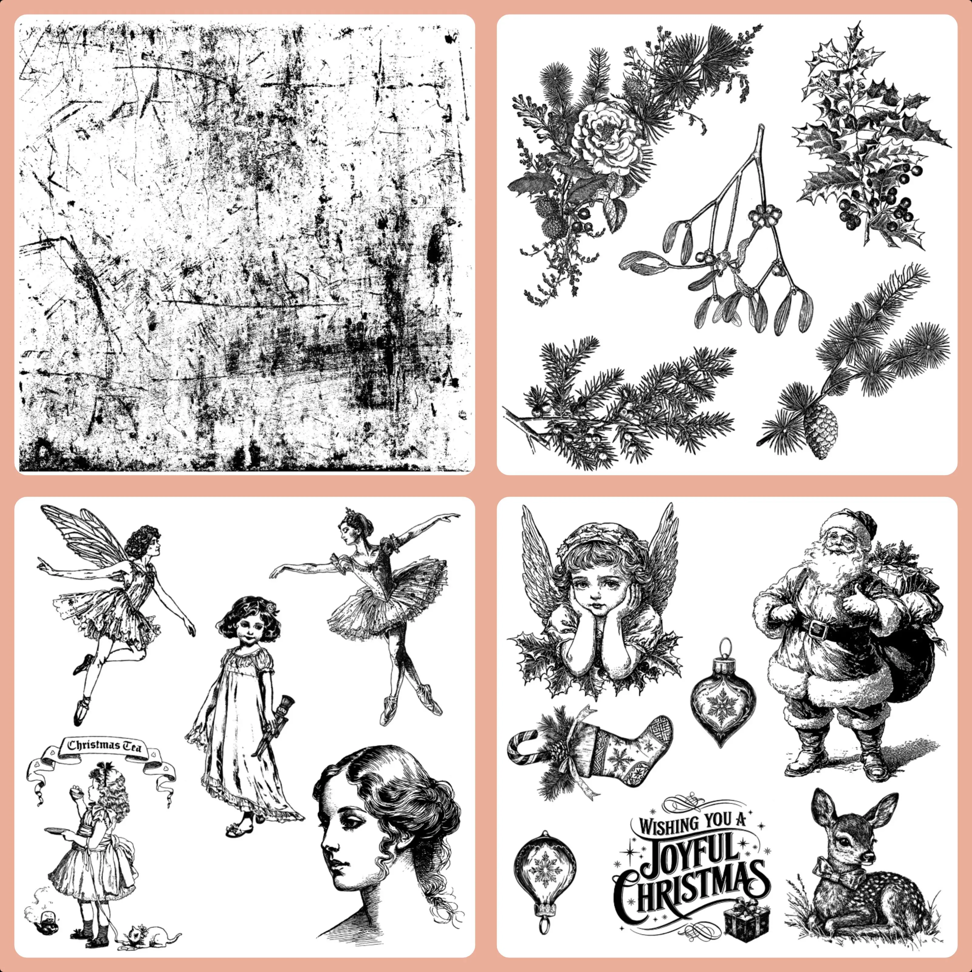 

Chirstmas Wish Kitties Pups Santa Claus Heaven Fairies Holly Pine Girls Clear Stamps For Scrapbooking Paper Making Account Craft