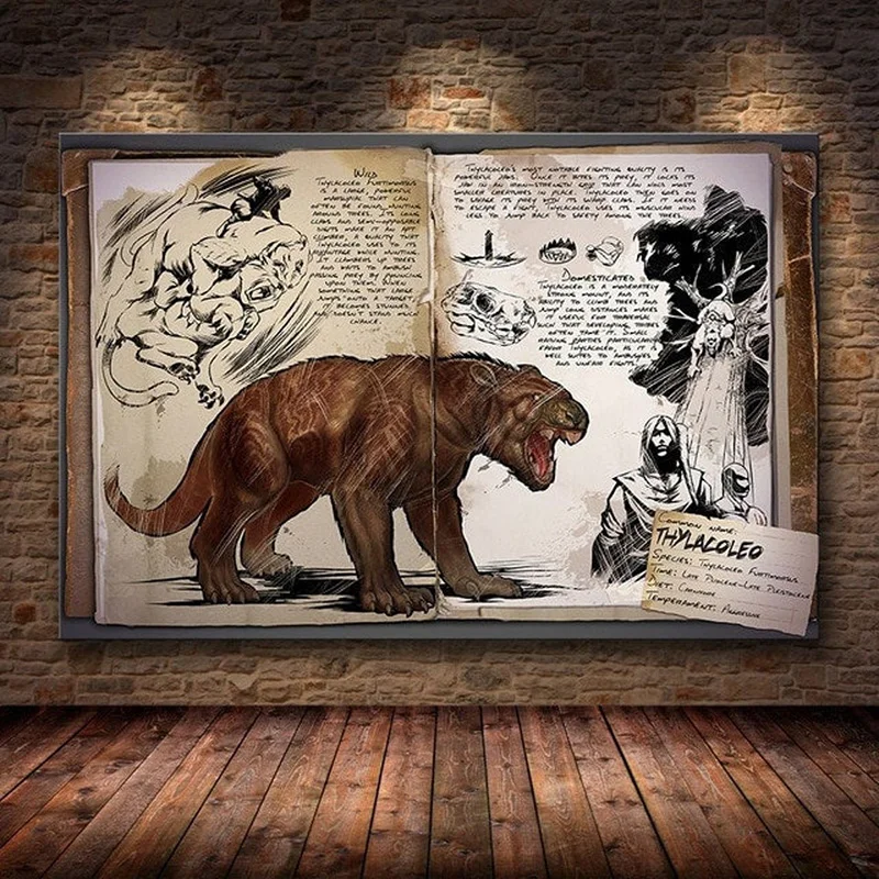 وحدات قماش تابوت بقاء تطورت صور اللوحة بقاء لعبة ديكور المنزل طباعة ديناصور المشارك غرفة المعيشة الحديثة جدار الفن #2
