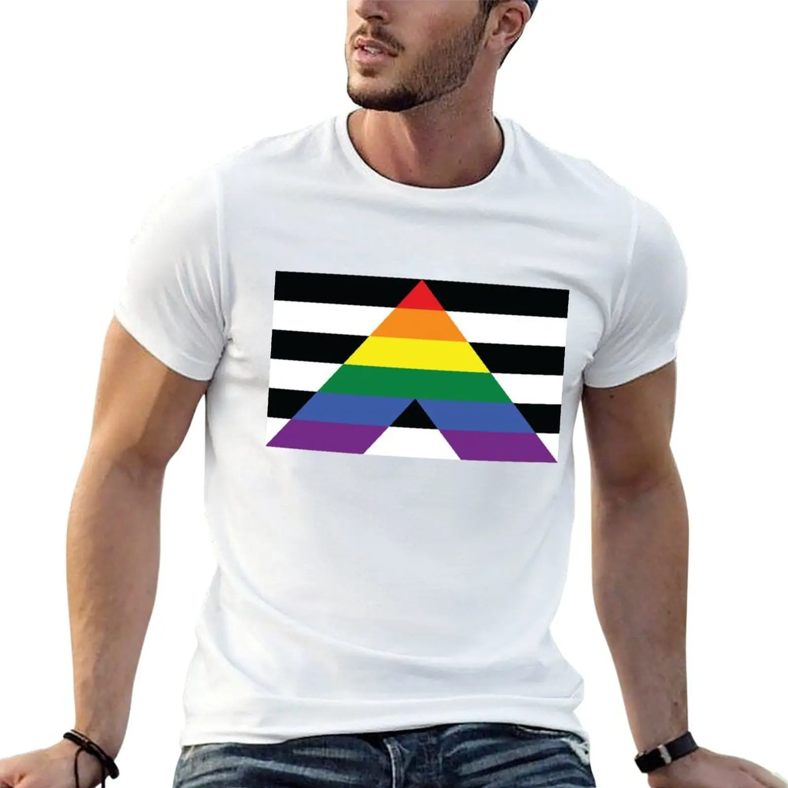 Straight Ally Pride Flag T-Shirt cotton t shirts man 100% t shirts for man pack cotton t shirt personalised T-shirt