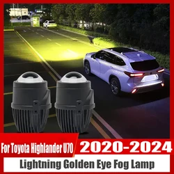 For Toyota Highlander U70 2020 2021 2022 2023 2024 LED front fog lamp gold eye laser lens white light dual light modification