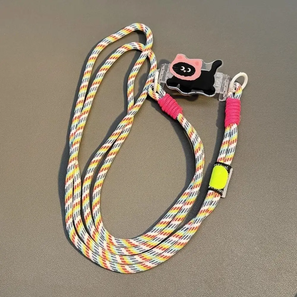 Gato cão cordão do telefone móvel ombro carregando bonito dos desenhos animados telefone crossbody corrente anti-perdido ajustável telefone volta clipe titular