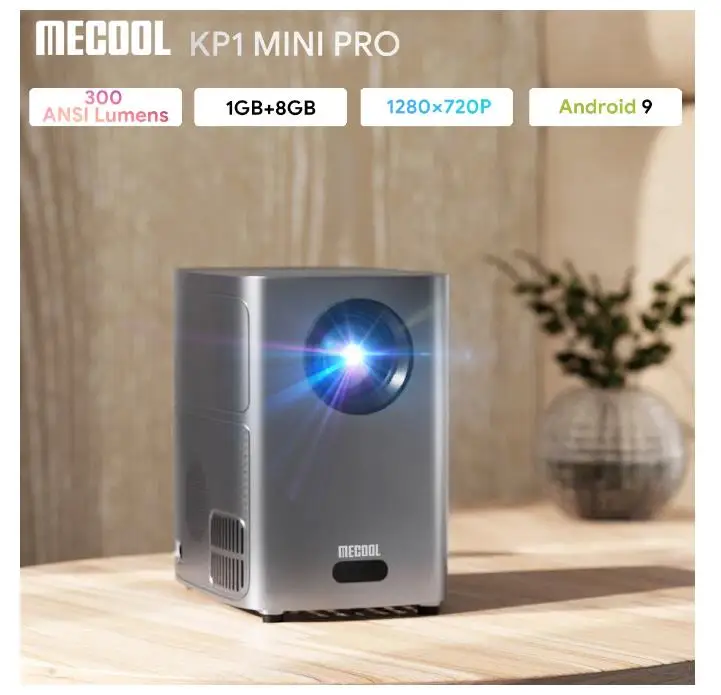 Global Best Mini Projector Mecool KP1 Mini Pro with AOSP 1GB+8GB 300 ANSI lumens 720P Electric Focus 4D Keystone Home Theater