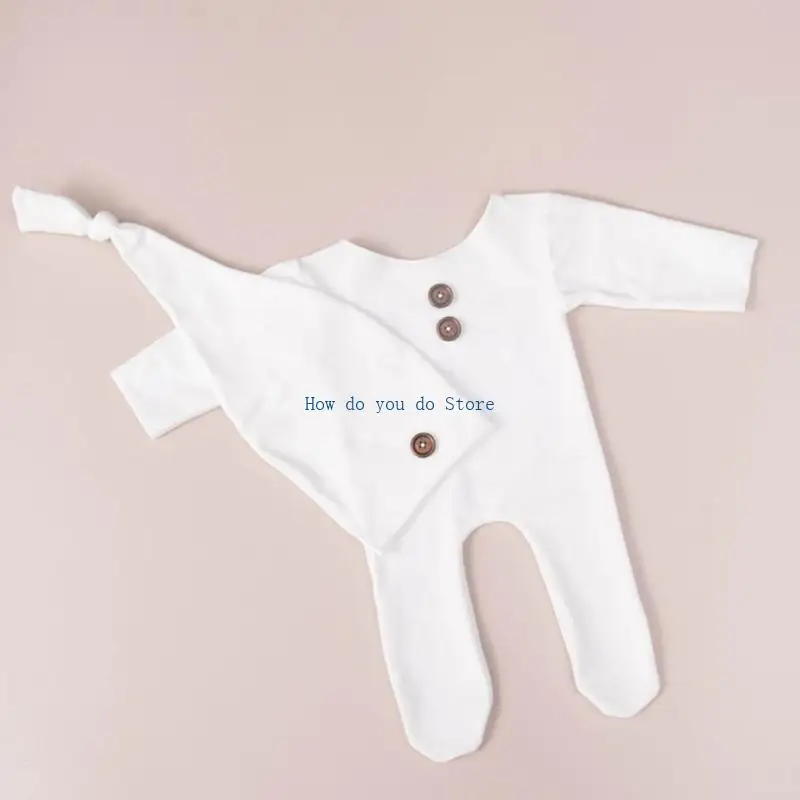 

19qf 2pcs Baby Romper set hat set newborn photograph