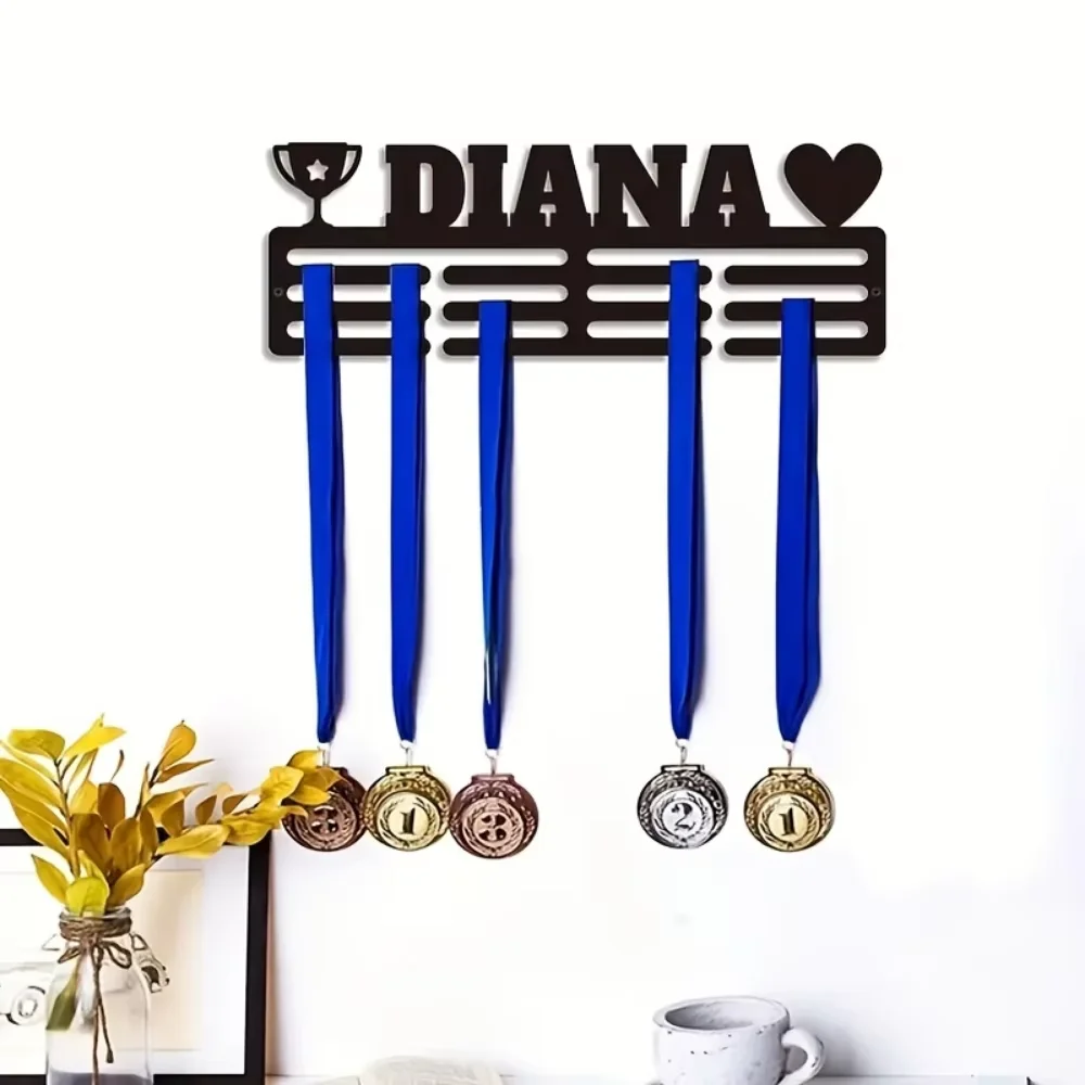 

Stand - out Personalized Metal Medal Holder. Name Display, Tailored for Athletes. Perfect Indoor Gift.