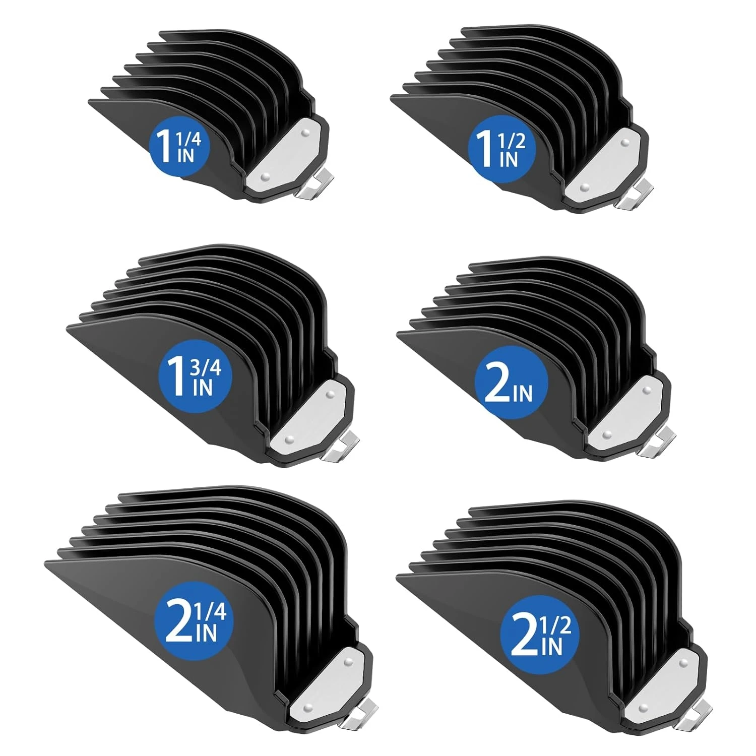 

6Pcs Metal Clip Clipper Guards for Wahl,1.25-2.5 Inch Premium Cutting Guide Comb,Durable Trimmer Attachments for Various Haircut