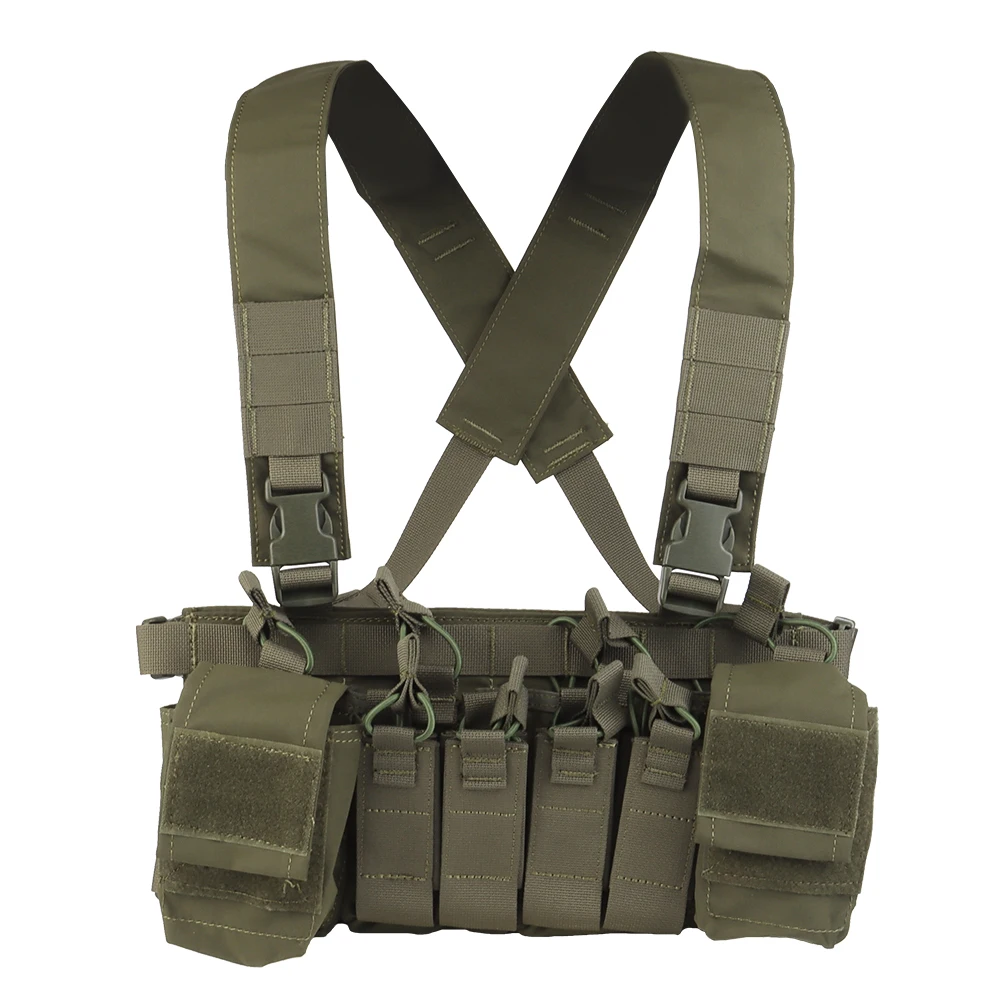 

D3CRX Tactical Chest Rig Lightweight MOLLE Hunting Vest With Quadruple 9mm 5.56 Magazine Pouch Shooting Airsoft Wargame Gear