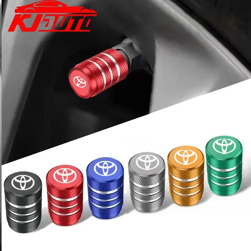 4pcs Car Wheel Tire Valve Caps Air Stem Covers For Toyota chr Corolla Camry rav4 Yaris hilux prius avensis auris Prado fortuner