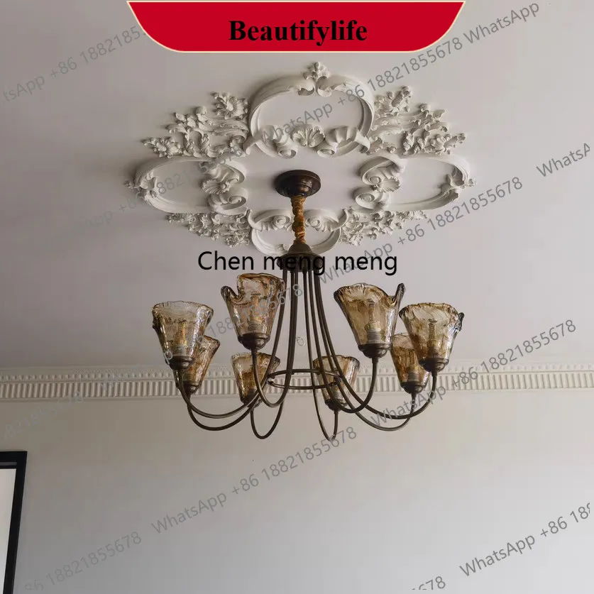 

CC178 American living room country dining room glass cream style simple antique French chandelier