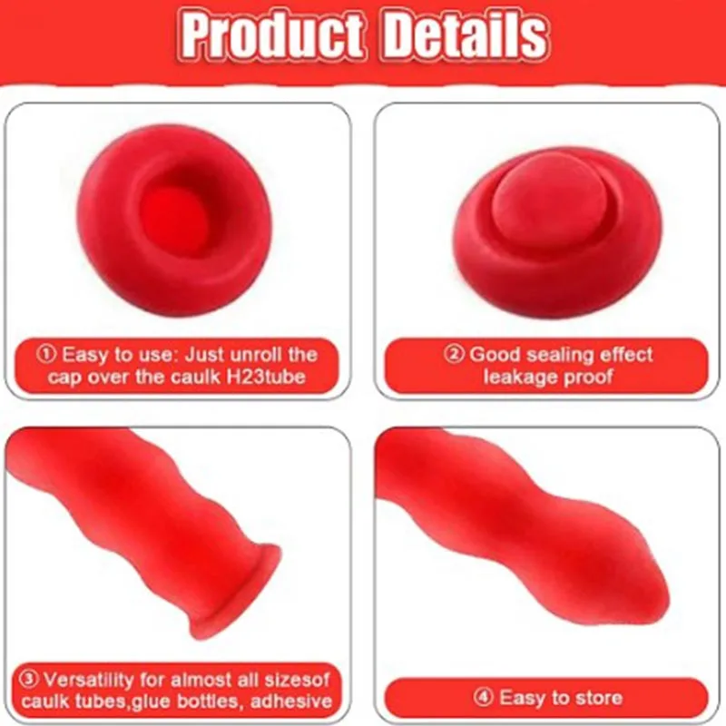 10-30pcs Caulking Gun Nozzles Cap Red Caulk Saving Caulk Glue Tip Sealing Cap For Sealing And Preserving Leakproof Sleeve Tool