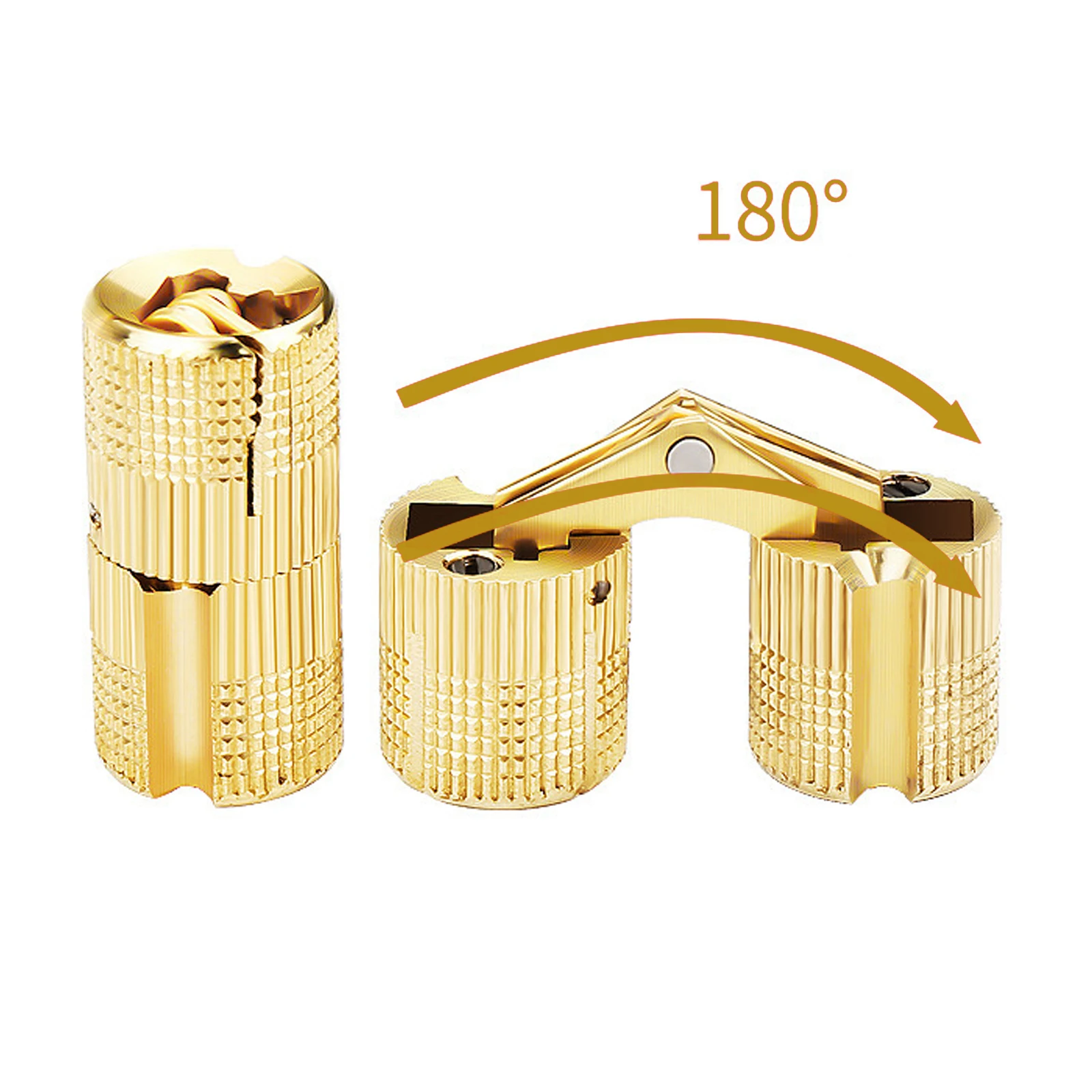 2Pcs 8-18mm Copper Barrel Hinges Cylindrical 180 Degree Hidden Cabinet Concealed Invisible Brass Hinges Mount Furniture Hardware