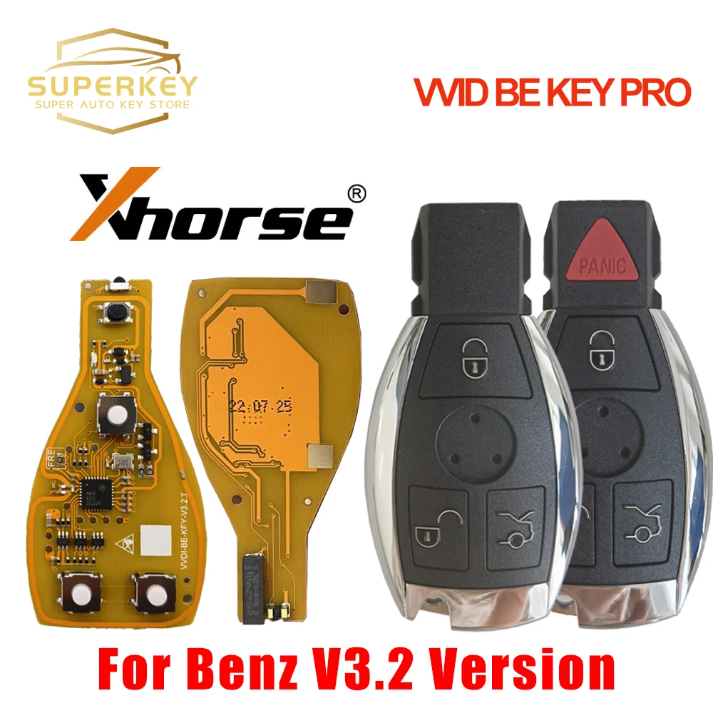 

SUPERKEY Xhorse VVDI BE Key Pro For Mercedes Benz V3.2 PCB 315MHz/433MHz 3/ 4 Buttons Remote Key Chip Improved Version Smart