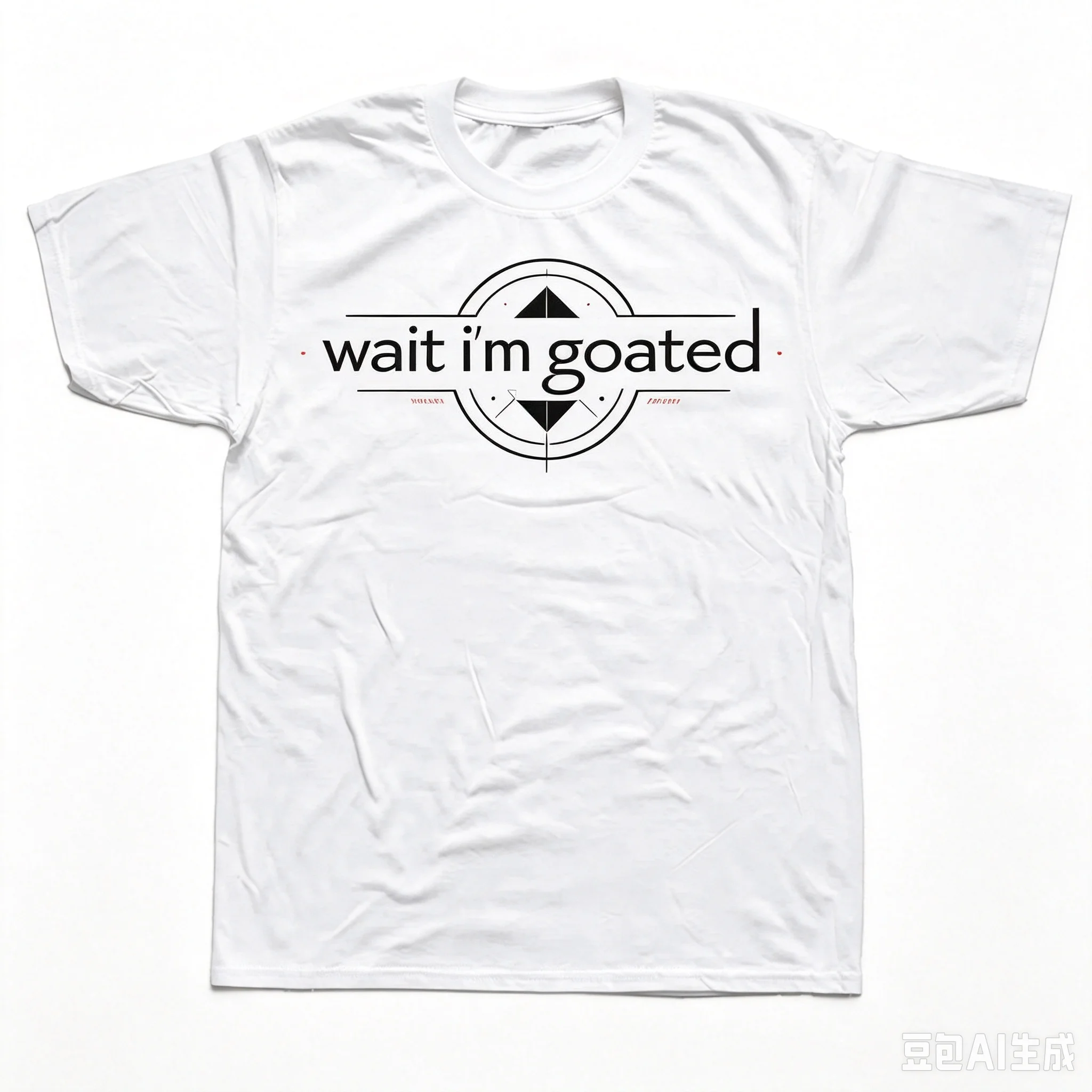 Geometric Circle Wait I'm Goated T-Shirt Men Trendy Slogan Print Crew Neck Street Tops