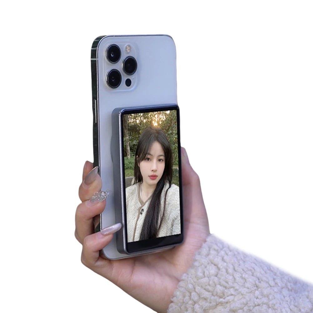 

Magnetic Phone Vlog Selfie Monitor Screen Back Camera Selfie Monitor (Grey)