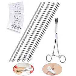 Piercing Needle Clamps Stainless Forceps Clamp Hollow Needle Piercing Kit Mixed Sizes for Ear Belly Tongue Tongue Body Tools