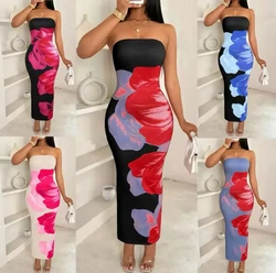 Summer Vintage Strap Casual Slim Elegant Evening Sleeveless Night Ruffles Sexy Maxi Long Dress Vestidos Sexy Women