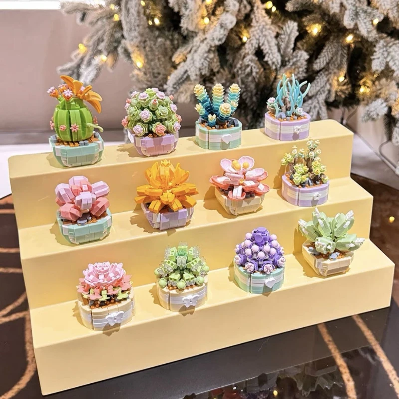 Flower Succulents Building Blocks Everlasting Bonsai Tree instructions Gardens Romantic Bricks DIY Potted Plants Model Kids Kits