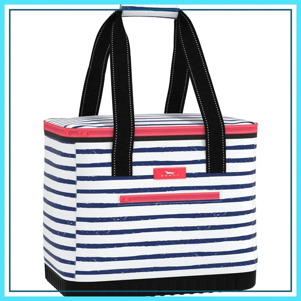 

Large Soft Cooler with Hard Bottom, 30 Can Insulated Cooler for Beach, Picnic, Travel