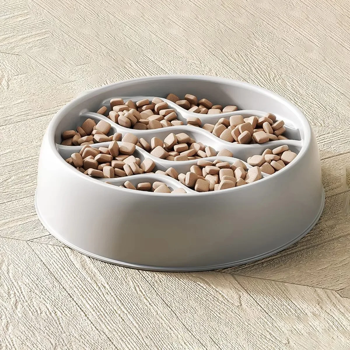 Pet Slow Feeder Bowl, Wavy Design for Cats & Dogs, Prevents Fast Eating, Easy to Clean, PP Material