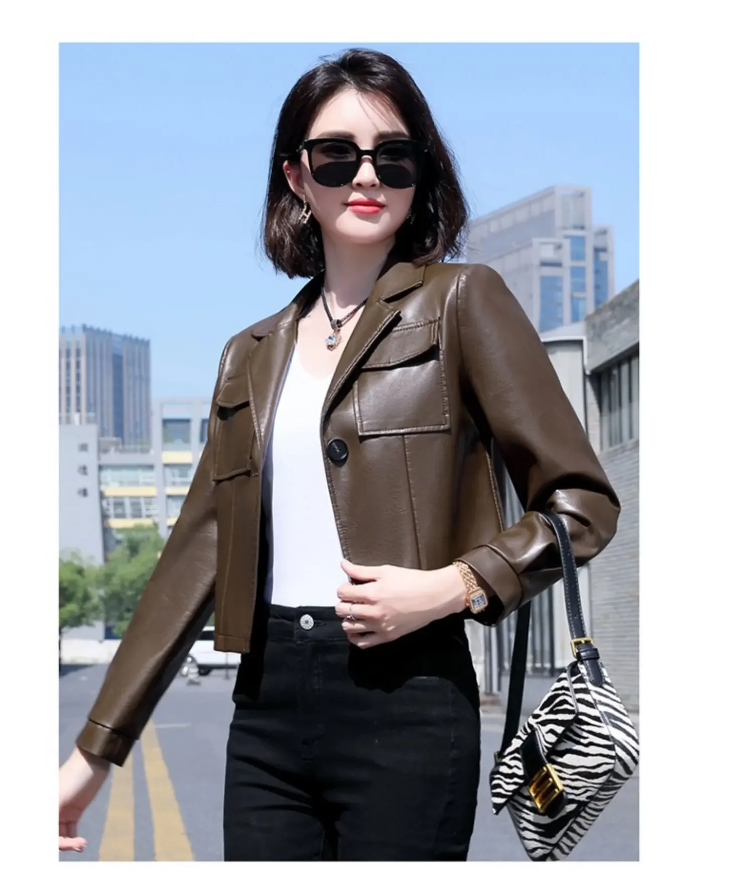 Casual Leather Jackets for Women 2023 Spring Autumn Slim Biker Jacket Women Korean Fashion Short Coats Hot Sale Casaco Feminino