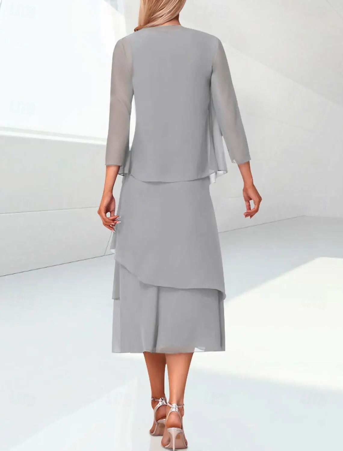 맞춤형 짧은 핑크 신부 어머니 드레스, 쉬폰 A 라인 O-넥 티 길이 대모 드레스, 여성용