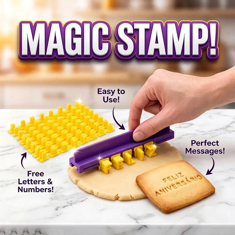 Pastry Lettering Stamp Kit with Stand Non-Stick DIY Cake Cookie Personalization Baking Tools for Home Bakery Shop