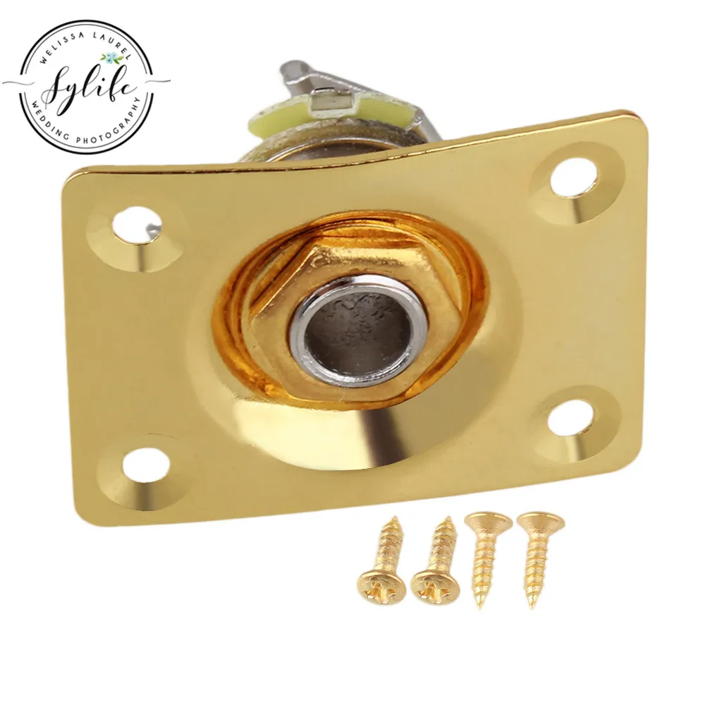 GOLD RECHTECKIGEN GITARRE JACK PLATTE & BUCHSE FÜR GITARRE