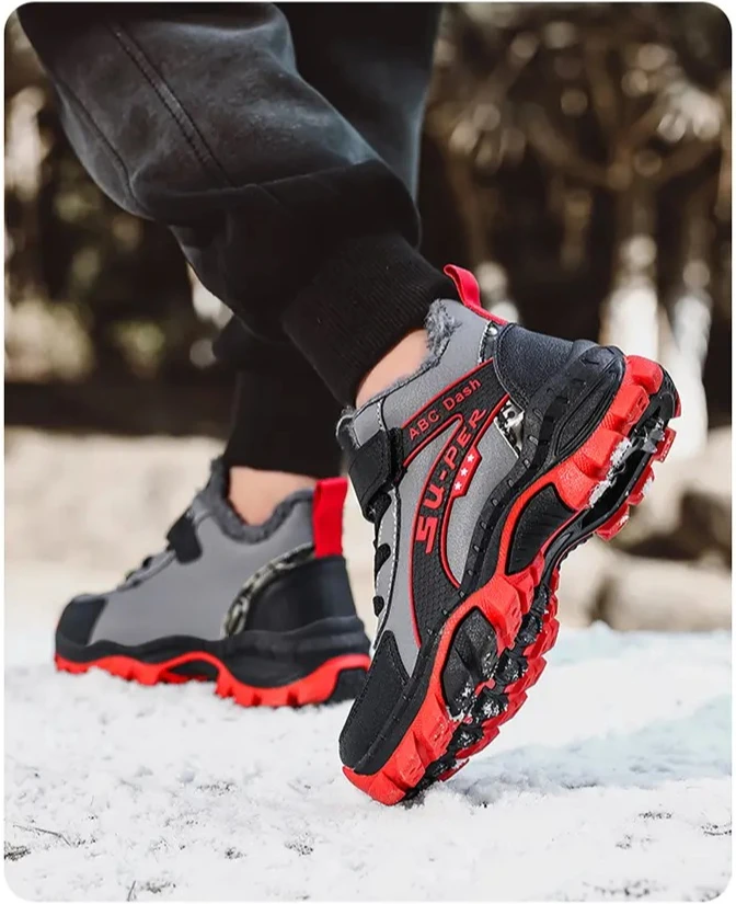 

2025 зимняя детская обувь, ботинки для девочек и мальчиков, водонепроницаемые детские зимние ботинки из искусственной кожи, плюшевые теплые модные кроссовки, повседневная уличная обувь