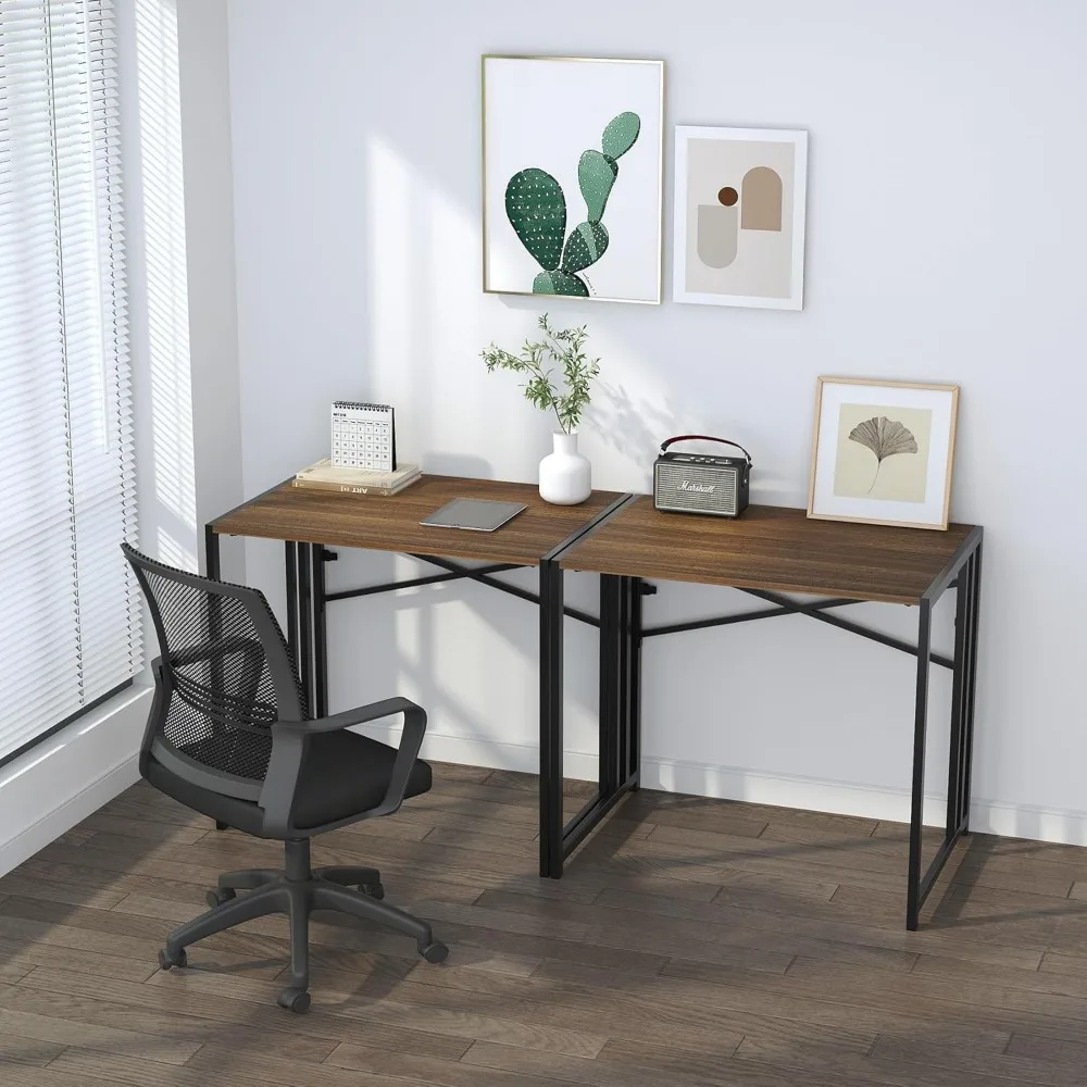 Escritorio plegable para juegos y escritura de 32 pulgadas para oficina en casa y camping, acabado espresso, sin necesidad de ensamblaje