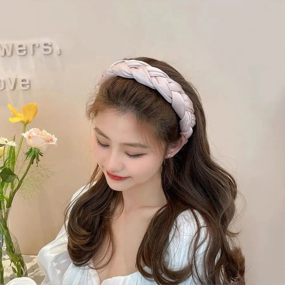 Korean Style Cross Knot Braid Twist Headband Solid Color Women Hairband Wide Side Turban Hair Accessories