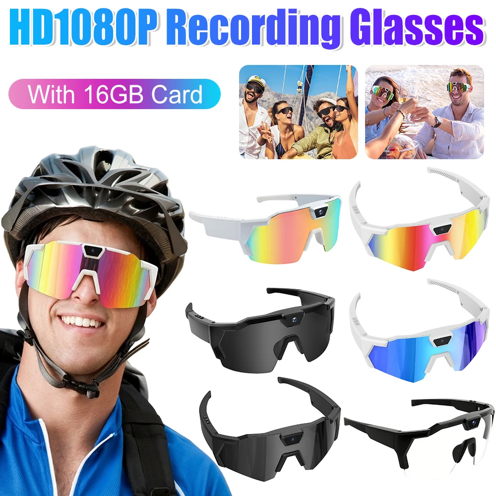

Спортивные очки HD 1080P с камерой и 16 ГБ памяти, очки для записи видео, солнцезащитные очки для активного отдыха, велоспорта, пеших прогулок