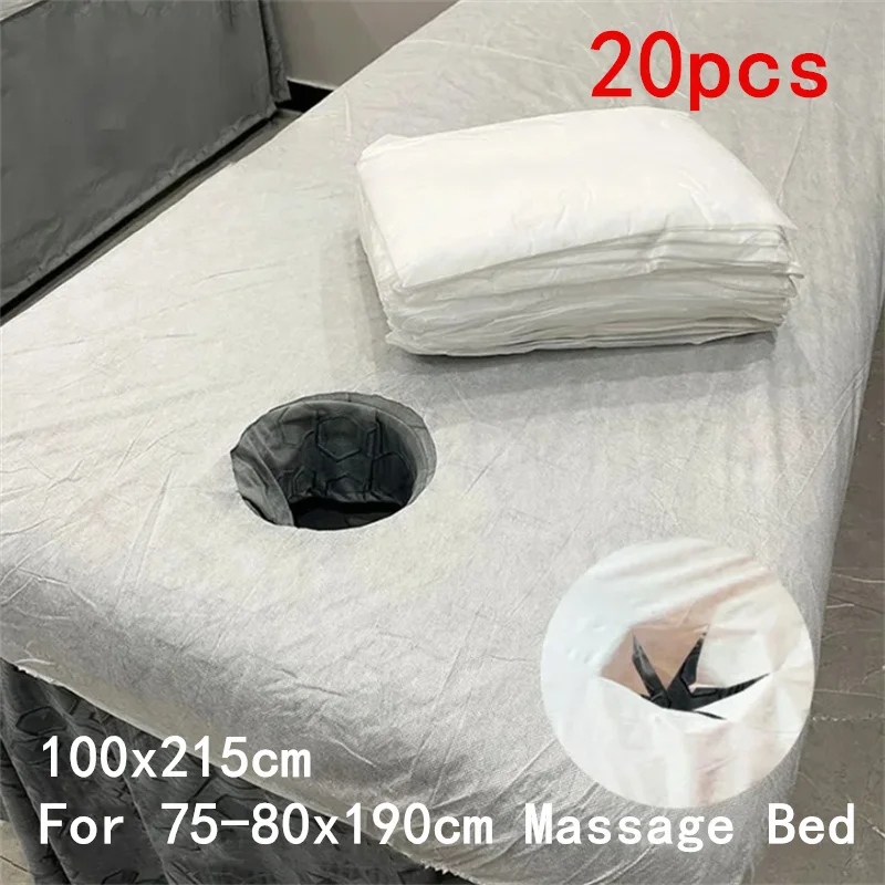 

20 шт. 100x215 см одноразовое покрывало для салона красоты с открытыми отверстиями спа-массажные простыни нетканые дышащие эластичные покрывала