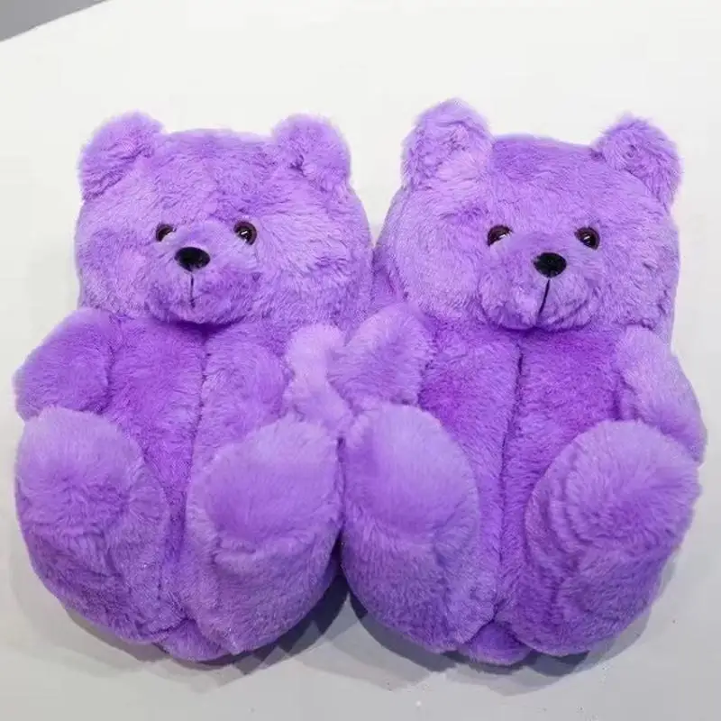 Cartoon Bear Slippers Cartoon Teddy Bear Cotton Slippers Anime Cartoon Indoor Plush Anti-Slip Keep Warm Couple Slippers Gift