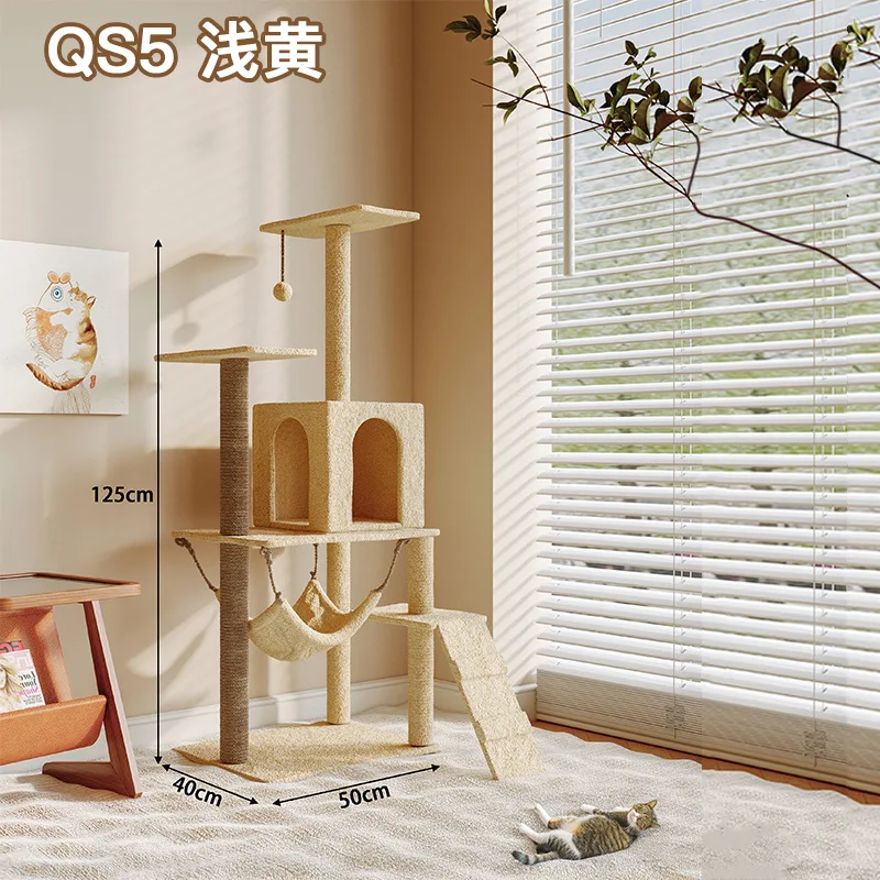 Árbol rascador todo en uno con cama y plataforma para gatos de interior - imagen 2