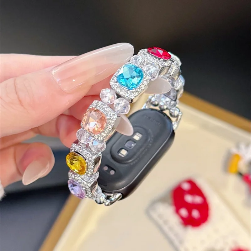 

Square Sugar Color Sparkling Diamond is suitable for Xiaomi Band 8Pro/9Pro，For Mi band 3/4/5/6/7，8/8NFC/9/9NFC/10/10NFC，For Redm