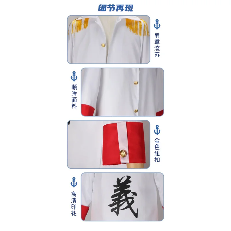 Anime One Akainu Sakazuki Cosplay disfraces pieza Borsalino Sengoku abrigo de Halloween gabardina