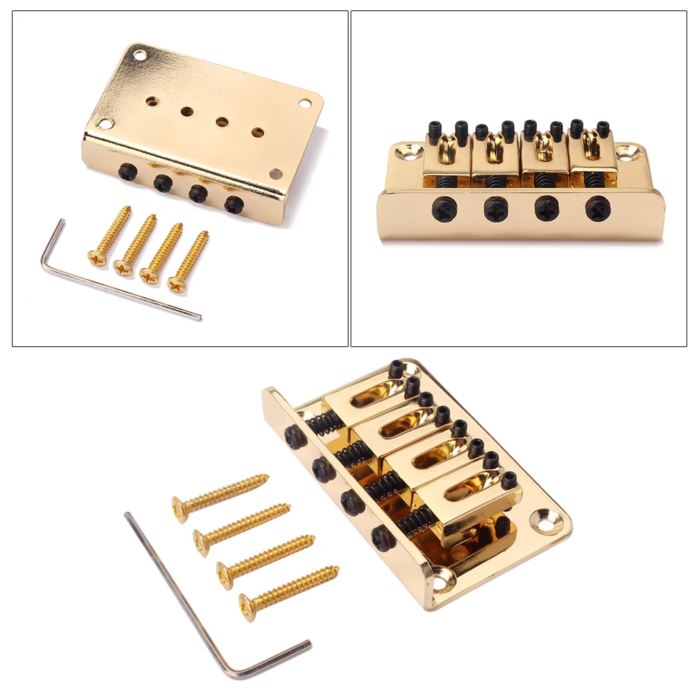 

GA906 Metal 4 String Bass Bridge Vintage Style Bridge for Guitar with 4 Screws and 1 Wrench (Golden)