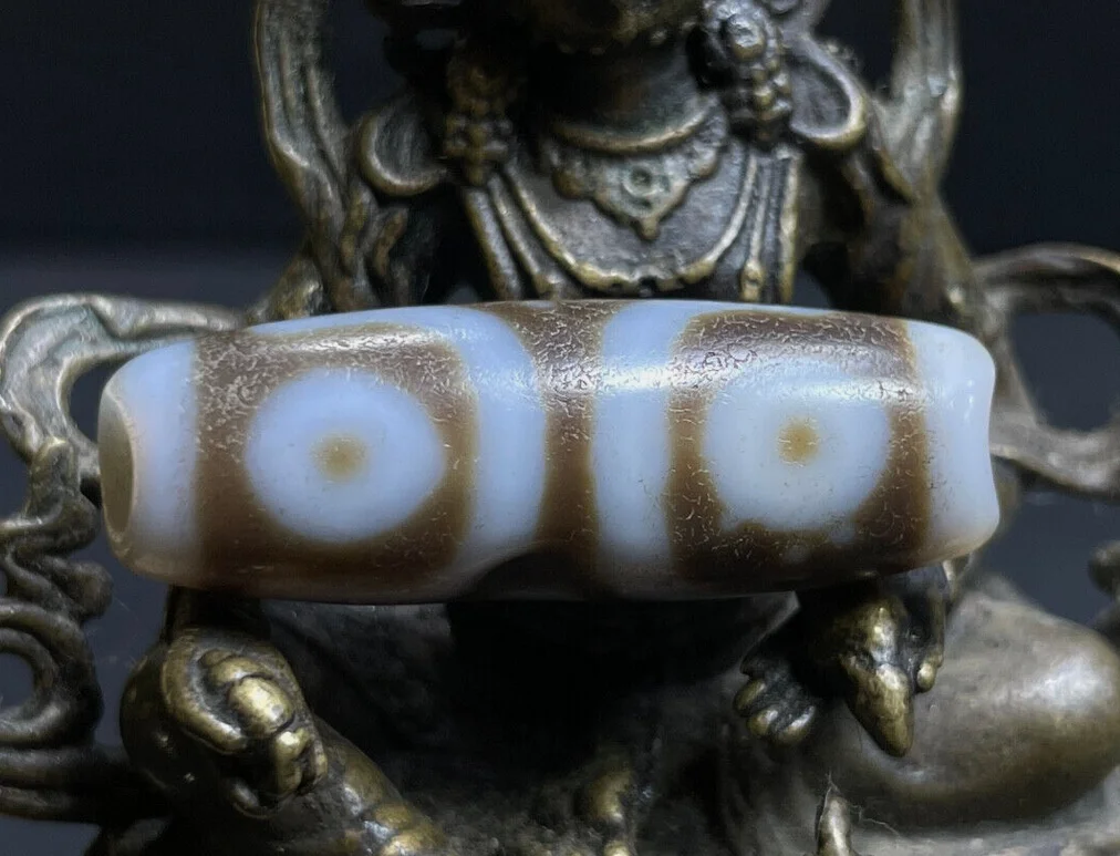 Tibetan Nepalese Himalayan Ancient agate Old Dzi Talisman 3 eye Beads Amulet