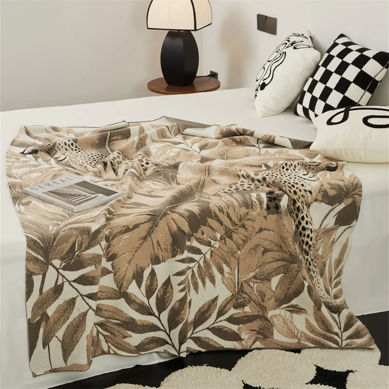 

Luxury Leopard Knitted Blanket Jungle Bedspread Modern Decorative For Sofa Throw Warm Living Room Bedding Home Decorations