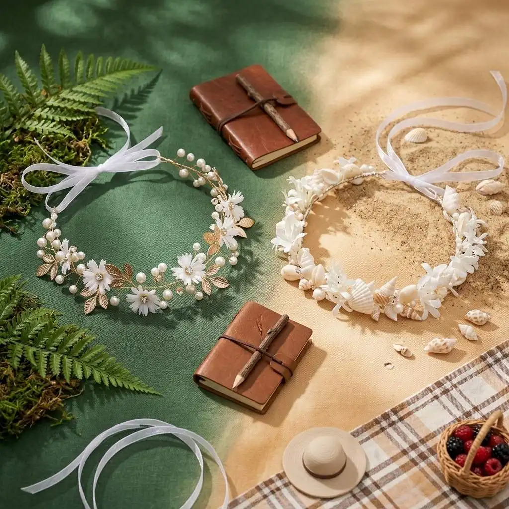 Elegant Headband Set Daisy Shell Floral Hair Accessories for Beach Vacation Spring Picnic Mori Style Women's Hairbands