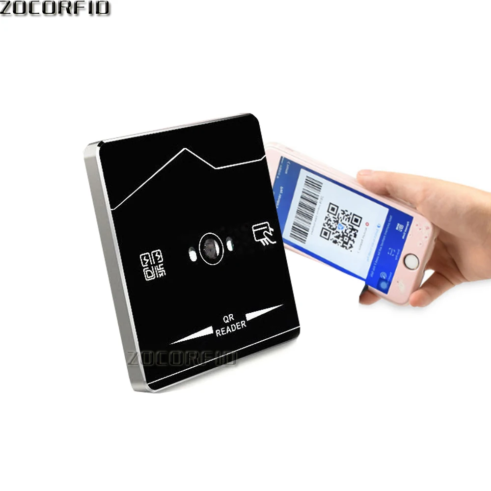 Metal Shell 125khz EMID 13.56mhz smart IC wiegand access control card reader mounted ID 2D QR code scanner