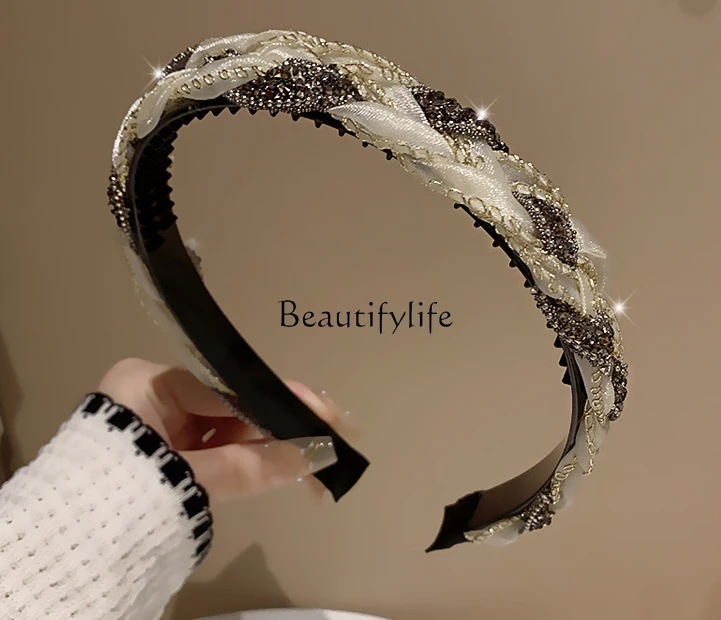 

Light Luxury Rhinestone Thin Headband with Teeth, Non-Slip Headgear