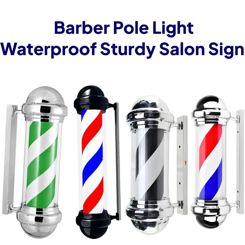 

Barber Pole Rotating Light Salon LED Sign Wall Mounted Salon Light Waterproof Sturdy Wall Hanging Salon Sign for Barbershop