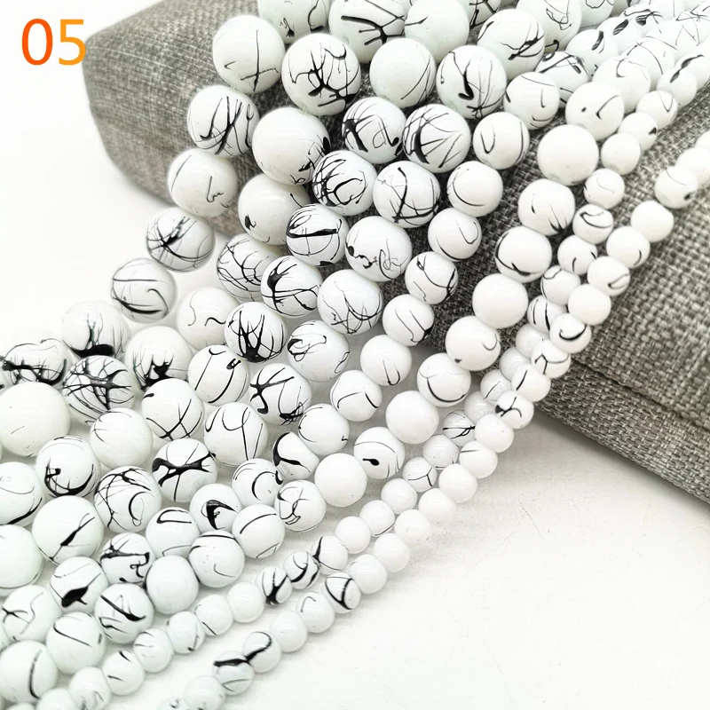 Wholesale 4/6/8/10mm Salad Glass Beads Loose Spacer Painted Charm For Jewellery Making Diy Bracelet &Necklace