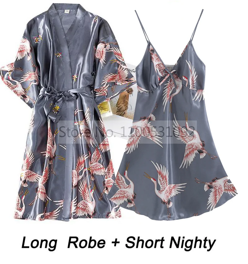 Women Rayon 2PCS Robe Set Bride Bridesmaid Wedding Robe Gown Lace Sexy Kimono Bathrobe Night Dress Casual Nightgown Sleepwear