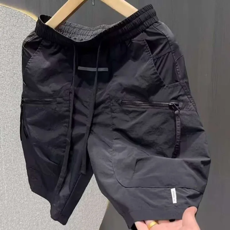 Men's Summer Lightweight Cargo Shorts Quick Dry Loose Fit Streetwear with Zipper Pockets Casual Straight Leg Above Knee Shorts